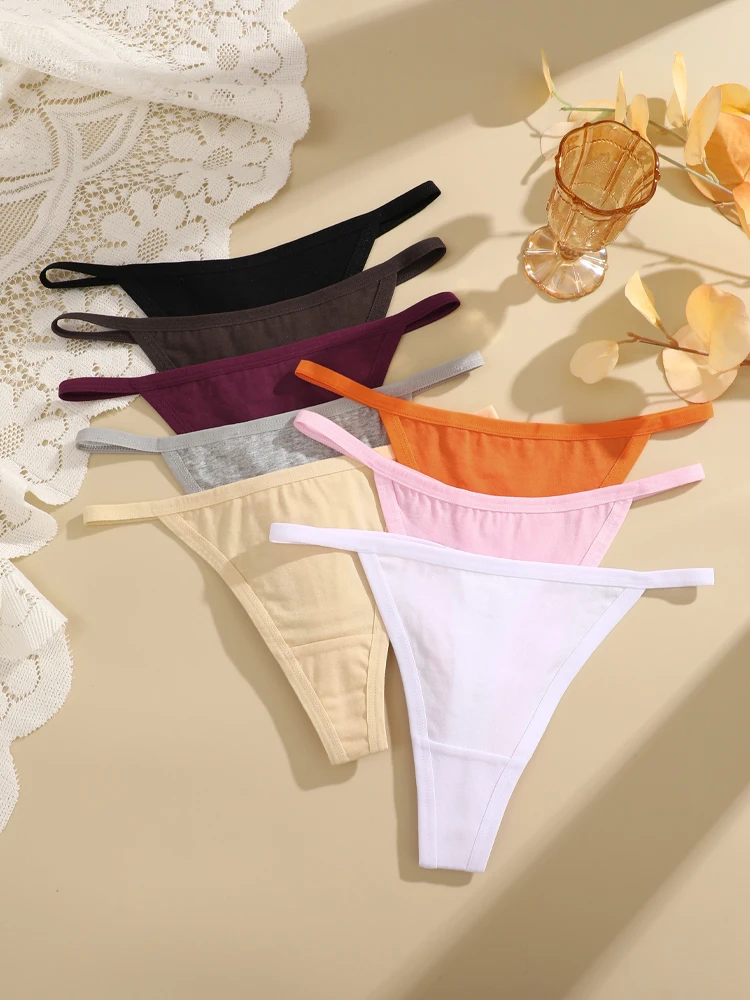 4 unidades de tangas de algodón para mujer, ropa interior sexy de cintura baja, sin costuras, tipo G-string, deportivas, con espalda en forma de T, bragas transpirables para mujer, tallas S-XL.