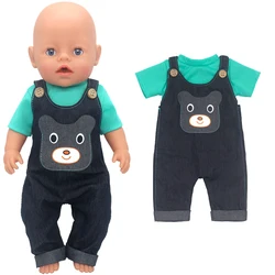 17 pollici Baby Doll Boy Outfit t-shirt verde tuta per 43cm 18 pollici vestiti per bambole pagliaccetti