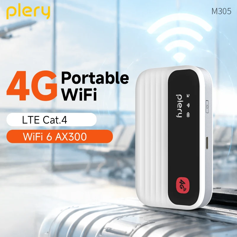 PLERY 4G WIFI LTE WiFi Router Portable Wi-Fi 6 3000mAh Pocket Mobile Antenna Network SIM Router WiFi Hotspot For Business Gaming
