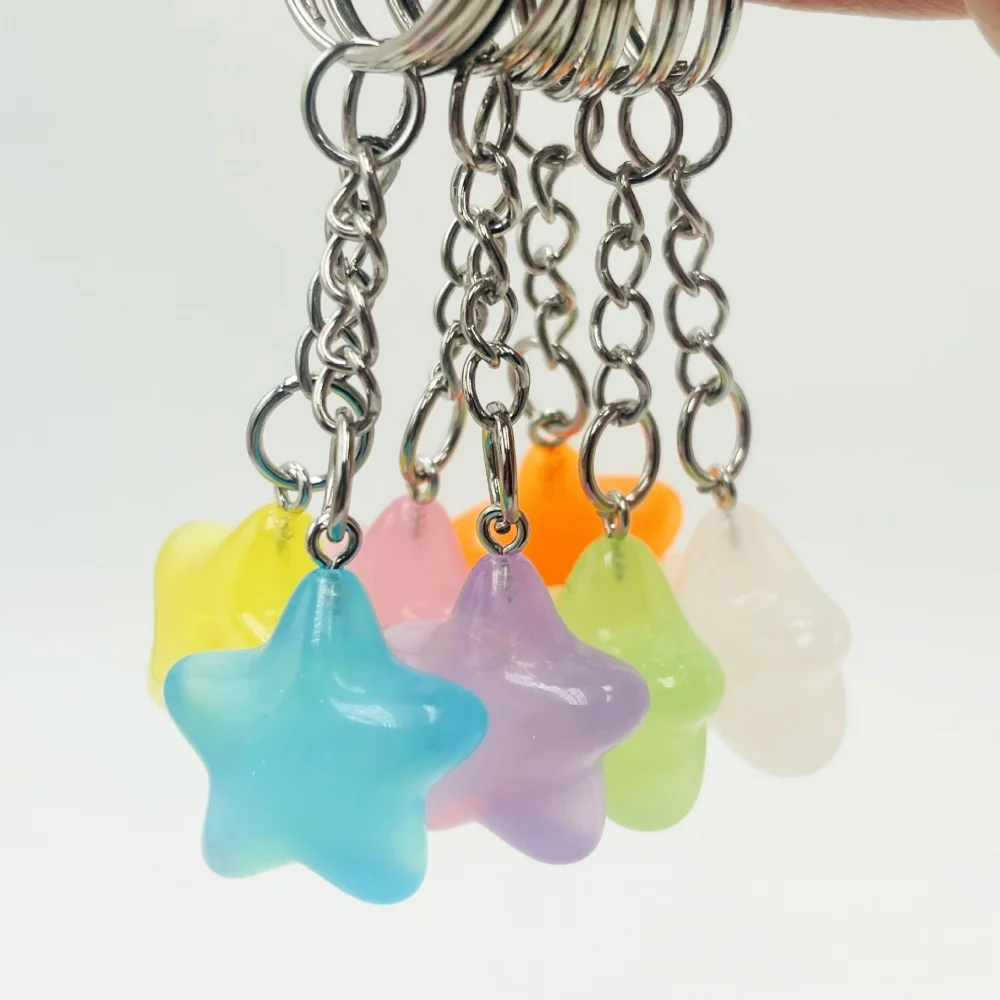 7pcs Glow-In-The-Dark Star Shaped Keychain, Suitable For Bags And Backpacks, Perfect Party Favor And Birthday Gift Gifts For