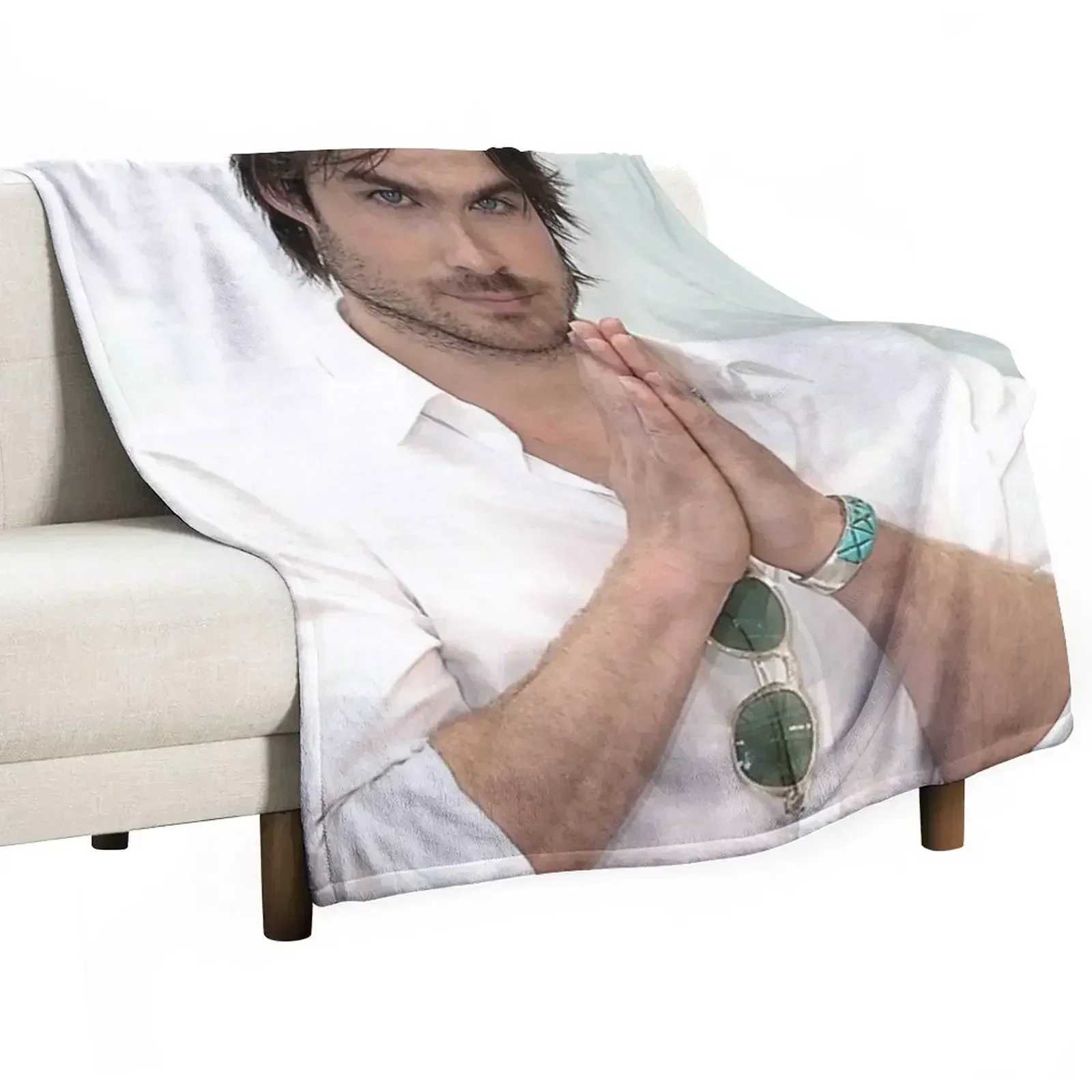 Ian Somerhalder Damon Salvatore Throw Blanket Plush decorative Furry Thins bed plaid Blankets For Baby Blankets