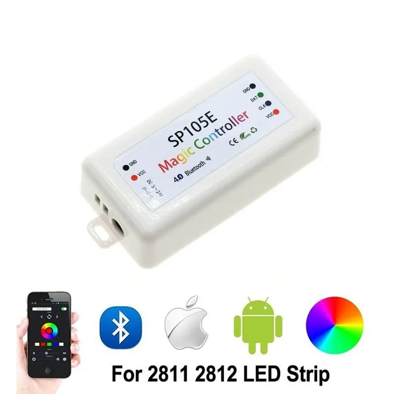 

DC5-24V SP105E Magic Bluetooth LED Controller 2048 Pixels APP Controller for WS2801 WS2811 WS2812B SK6812 LED Strip