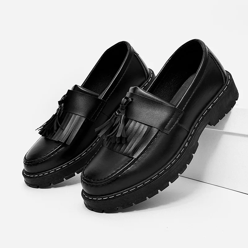 

Men's shoes, leather shoes, loafers - one-piece thick-soled high-heel casual British style trendy and comfortable