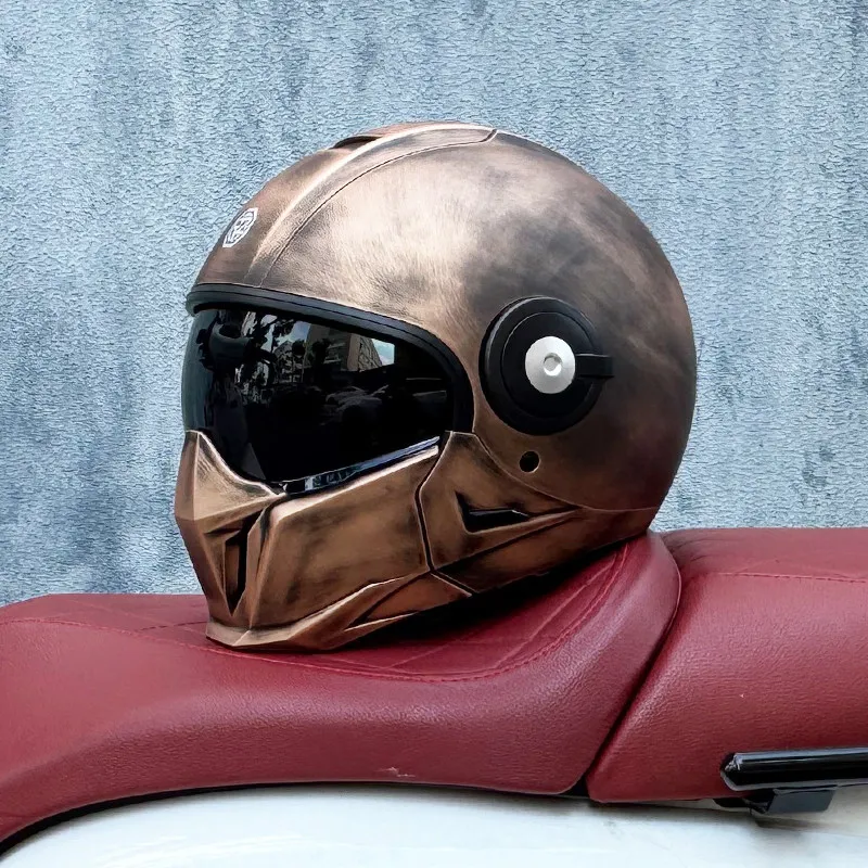Retro Cruise Full Face Motorcycle Helmet ORZ Custom Lens ABS DOT Approved Cascos para Motos Unisex Vintage Breathable Anti-Fog