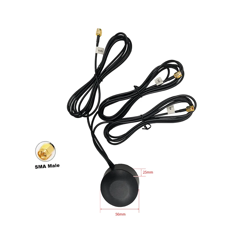 56*25 Size 1M/3M/5M GPS+4G+4G Combined antenna GPS+LTE Combo Antenna SMA male SMA-J Outdoor antenna High gain