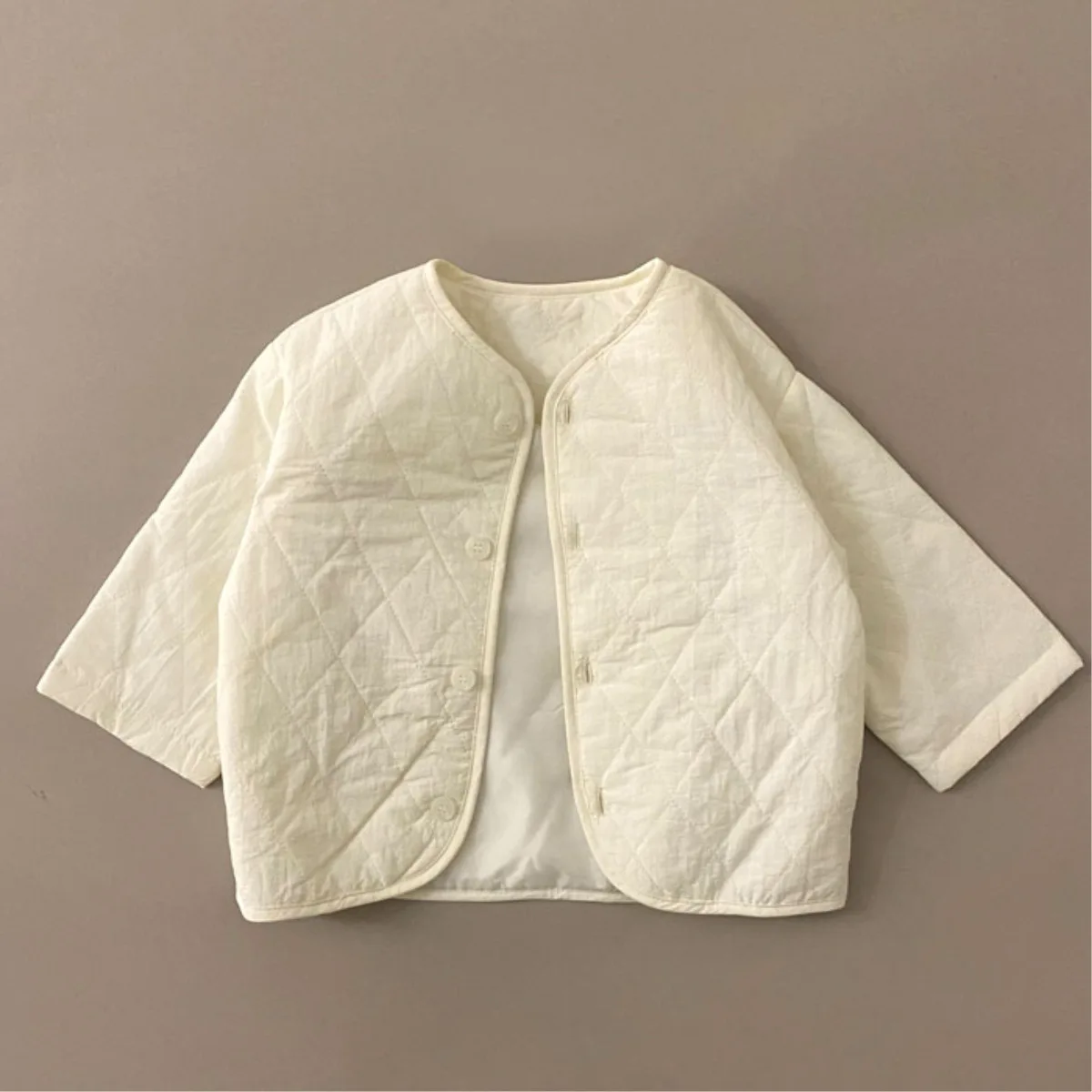 2025 Spring New Baby Long Sleeve Coat Cotton Boys Girls Thin Padded Jacket Solid Infant Toddler Warm Casual Cardigan Coat 5