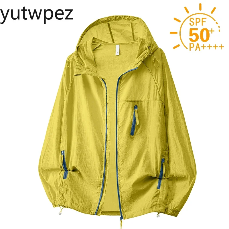 UPF50+ Couple Sunscreen Jacket Men Women Hooded Lightweight Anti-UV Skin Coat Outdoor Breathable Casual Sun Protection Clothing