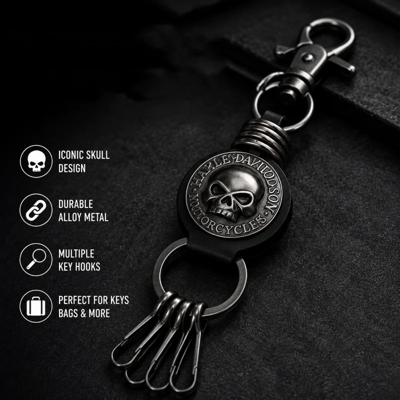 For For Harley Davidson Pan‑America 1250 Street‑Glide Motorcycle Keychain Metal leather Retro Logo Accessories Keychai