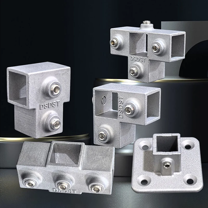 1Pcs Square Tube Connection Piece Aluminum Alloy Elbow Three-way Square Pipe Fixed Joint Storage Rack Rack
