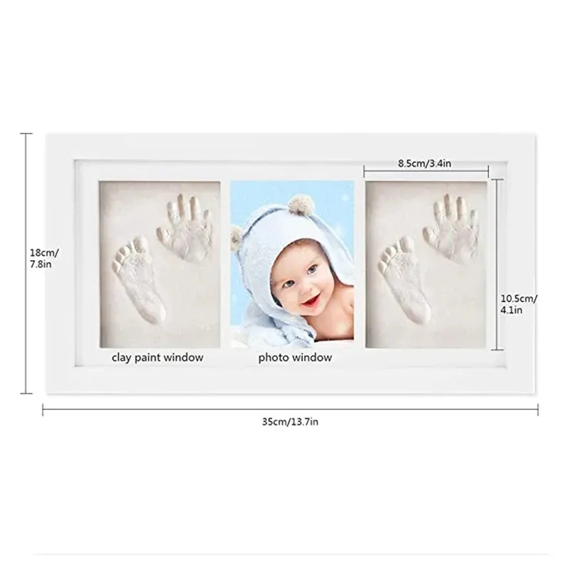 Baby Handprint Souvenir Gift Wooden Picture Frame Baby Hand and Foot Print Clay Picture Frame