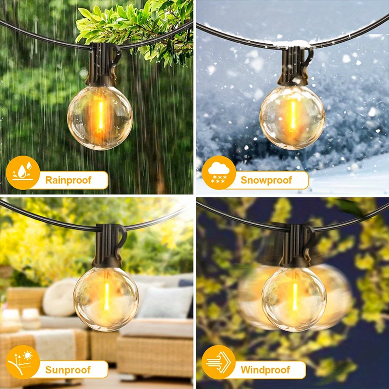 G40 Led Solar Globe Led String Lights Outdoor Waterproof Shatterproof Solar Hanging Lights for Backyard Bistro Decoration Light