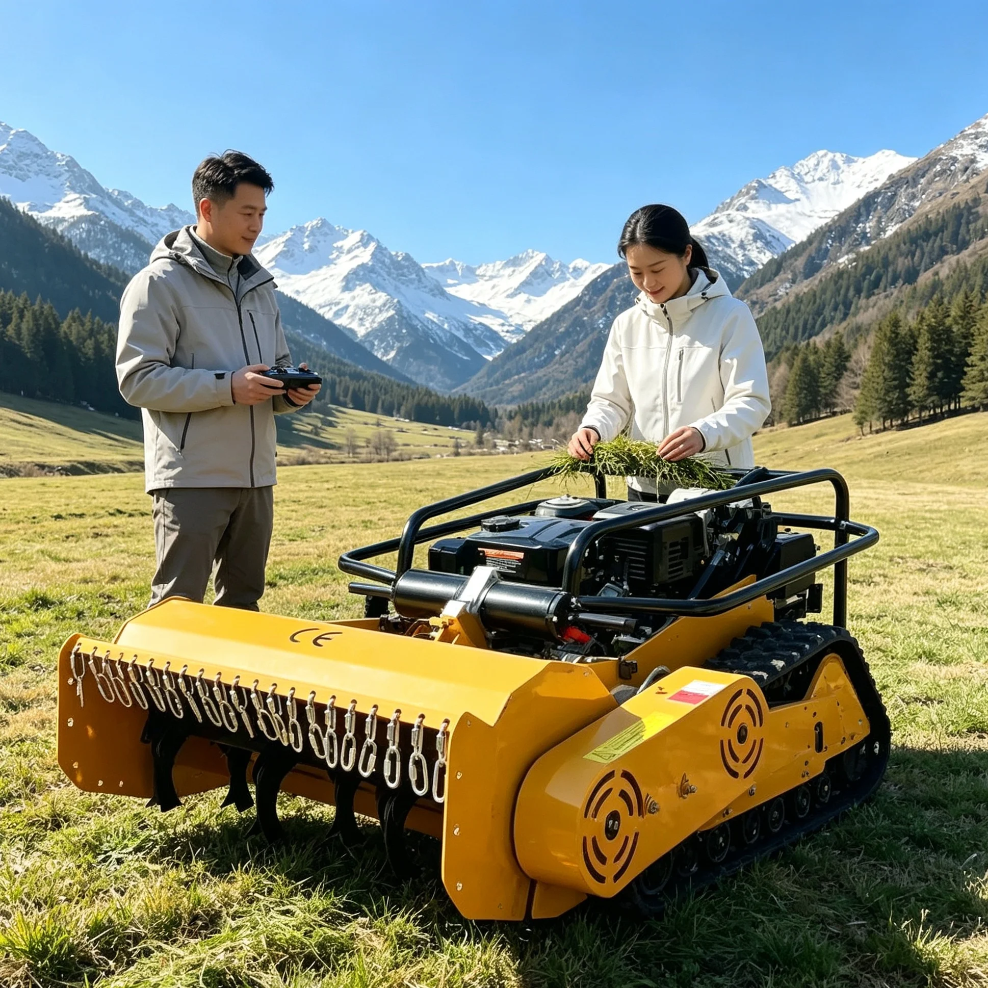 Customized 800spro tracked lawn mower with adjustable mowing‑height, built‑in display screen for steep hillside‑orchard daily