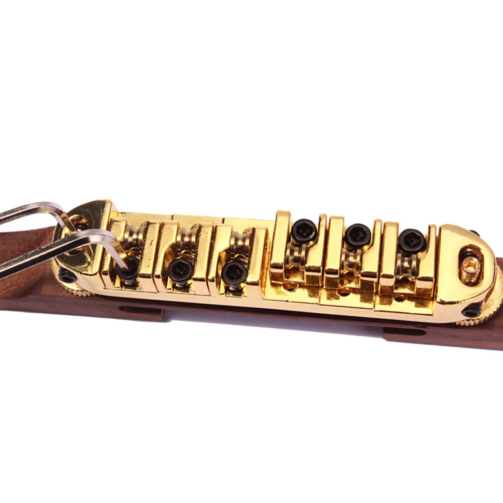 Jazz Guitar Bridge Golden Rosewood Self Adjusting Base Gold Roller Saddles Adjustable Bridge Tailpiece Guitar Parts - view 4