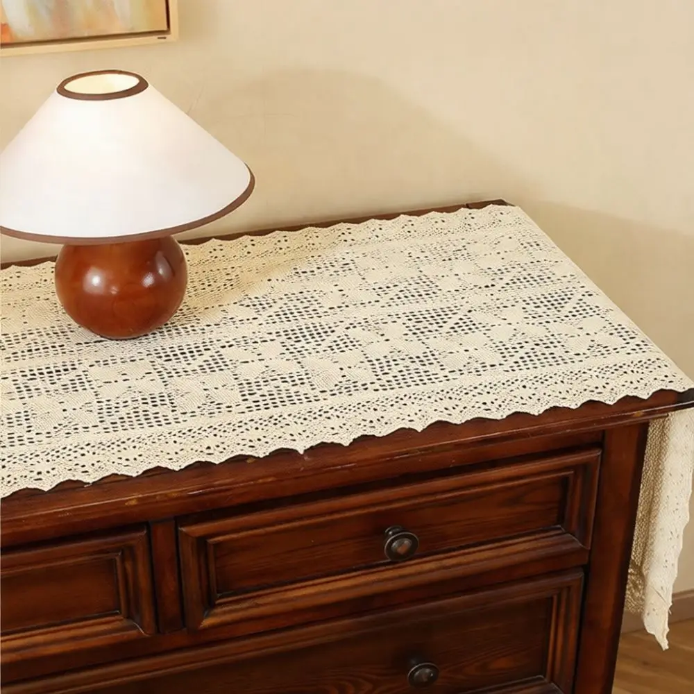 Vintage Lace Table Runner Decorative Fabric For Dining Table Coffee Cabinet Dresser French Style Rustic Home Decoration