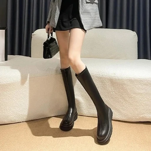 المرأة حذاء برقبة للركبة موضة الذاتي زراعة فارس الأحذية سترتش منصة الأحذية للمرأة أحذية مصممين بوتاس موهير #1