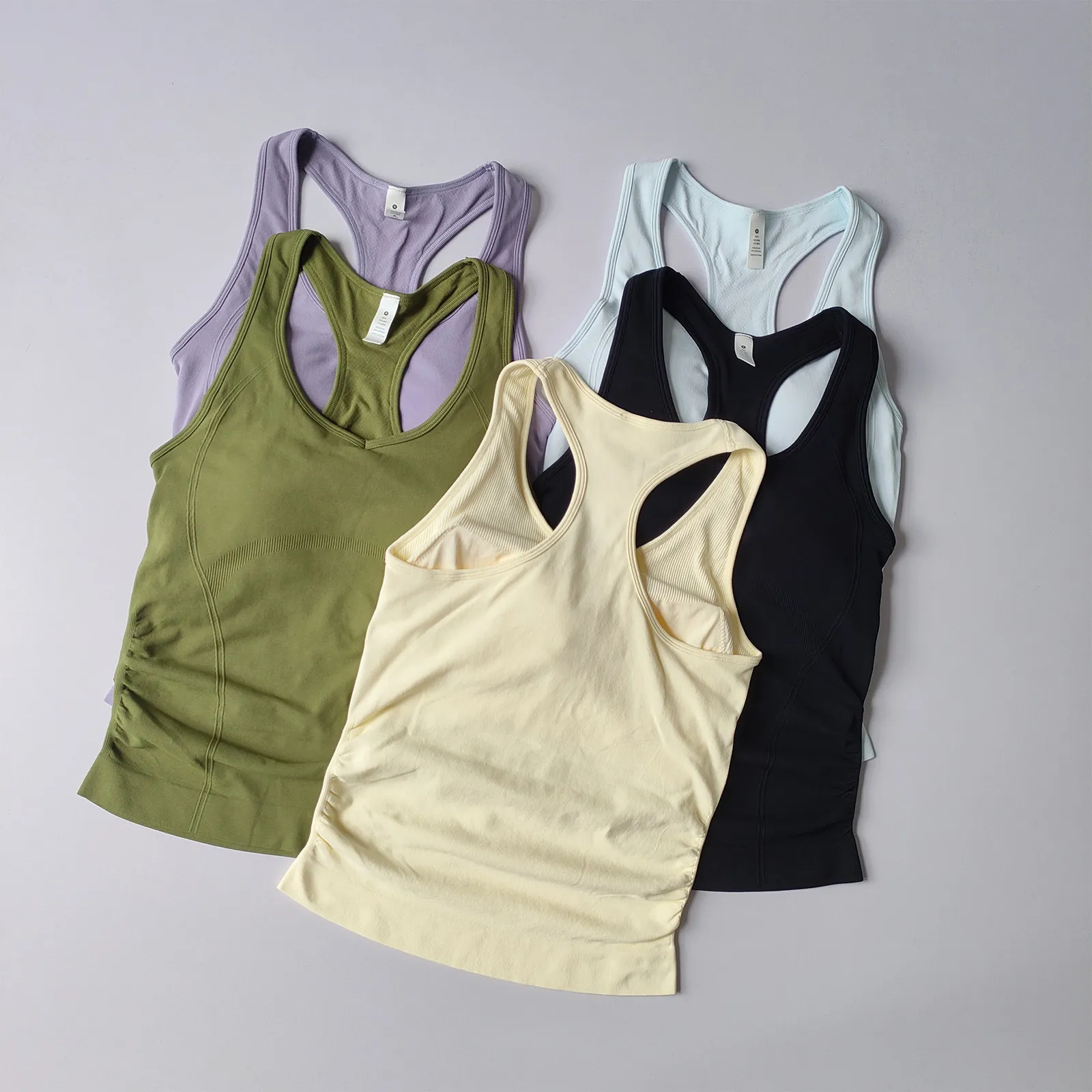 Women Ribbed Yoga Tank Top With Built‑in Bra Y‑Back Sleeveless V‑Neck Workout Vest High Stretch Breathable Fitness Gym Top