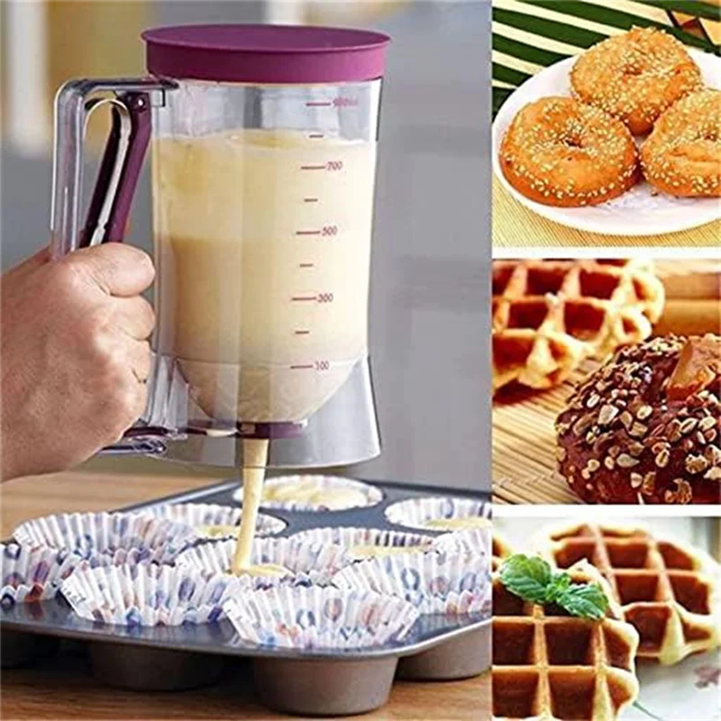 A19F-Batter Funnel Batter Separator Hand-Crank Batter Colander Multifunctional Handheld Batter Dispenser