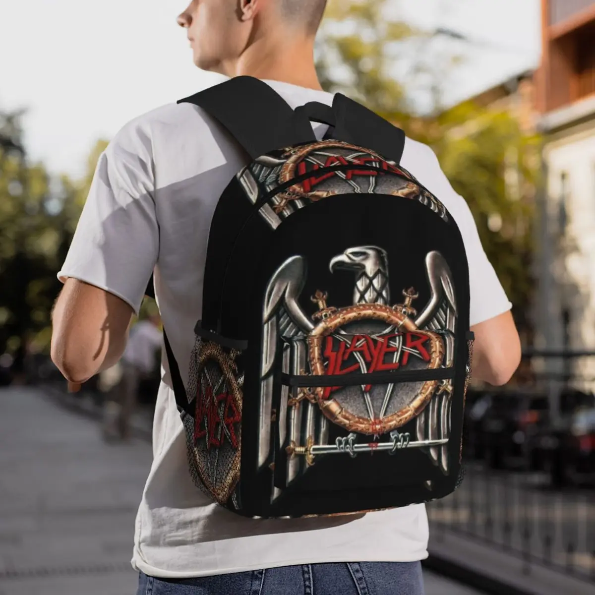 Slayer Heavy Metal Rock Band Backpack Daypack Large Capacity Children BookBag School Bag Shoulder Bags for Men Women
