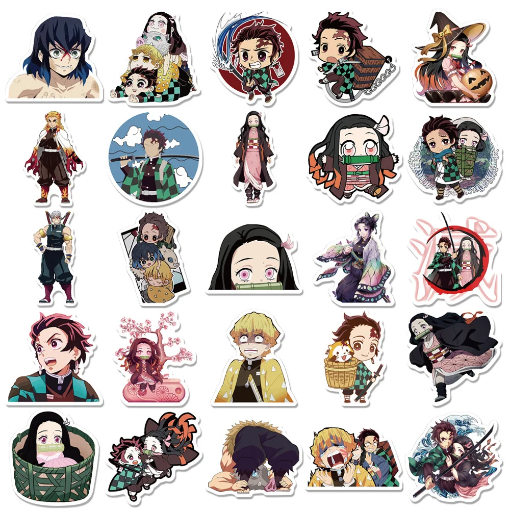 10/30/50PCS New DIY Anime Demon Slayer Stickers Cartoon Creative Kids Computer Luggage Car Chair Decoration Waterproof Wholesale