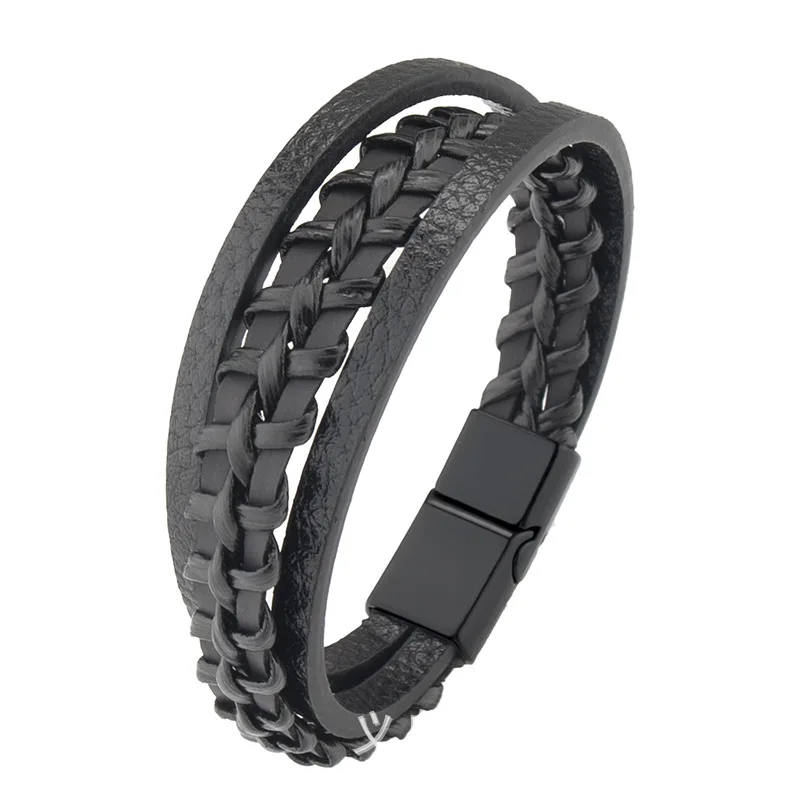 1szt Gorąco sprzedająca się magnetyczna skórzana lina Ręcznie tkana bransoletka geometryczna Lina w stylu etnicznym Mieszane kolory Modna bransoletka dojeżdżająca do pracy