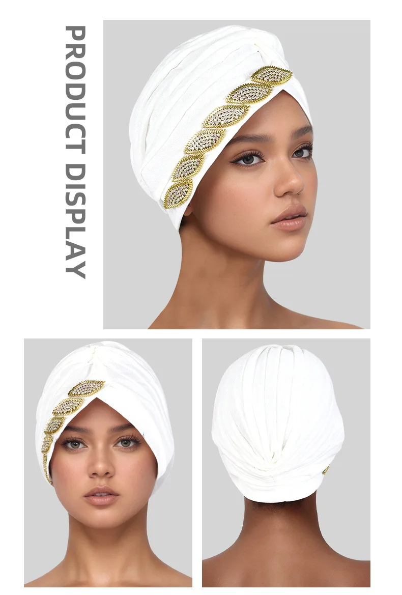 

Indian Women Muslim Hijab Turban Hat Diamonds Headscarf Indian Cancer Hair Loss Head Wrap Chemo Cap Beanies Bonnet Femme Mujer