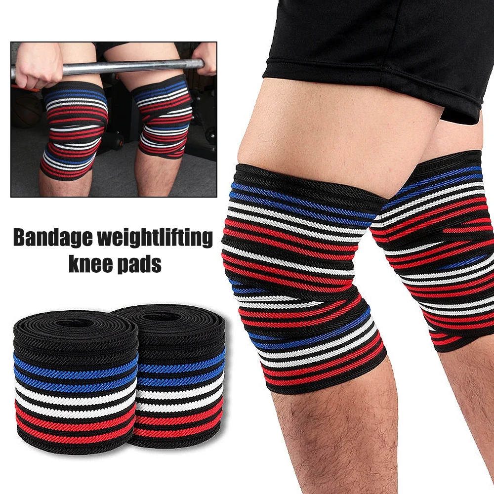 

Knee Pads 180CM*8CM Fitness Pressurized Straps Gym Weight Lifting Leg Knee Compression Training Wraps Elastic Bandages New
