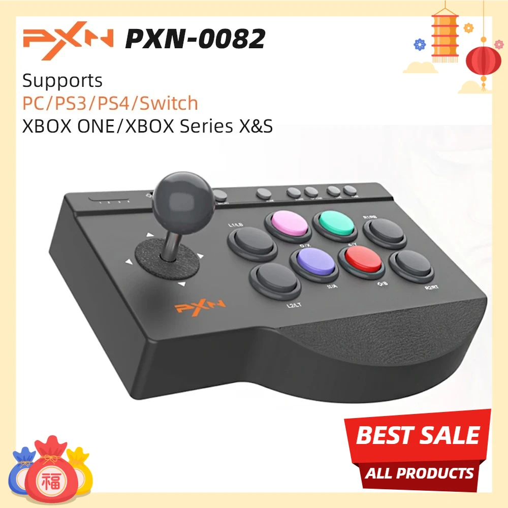 Original PXN-0082 Arcade Fighting Joystick USB, Multi-Platform for PS4 PS3 Xbox One Series X&S PC Switch Android Gamer