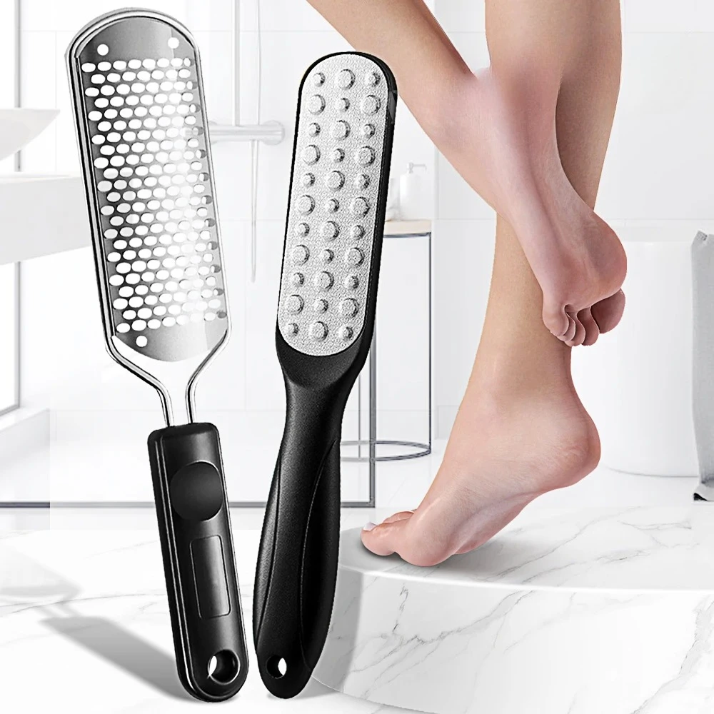 

2 шт./компл. пилочки для ног, средство для удаления мозолей, рашпиль для ног из нержавеющей стали, профессиональный скруббер, инструменты для педикюра премиум-класса, инструмент для ухода за ногами