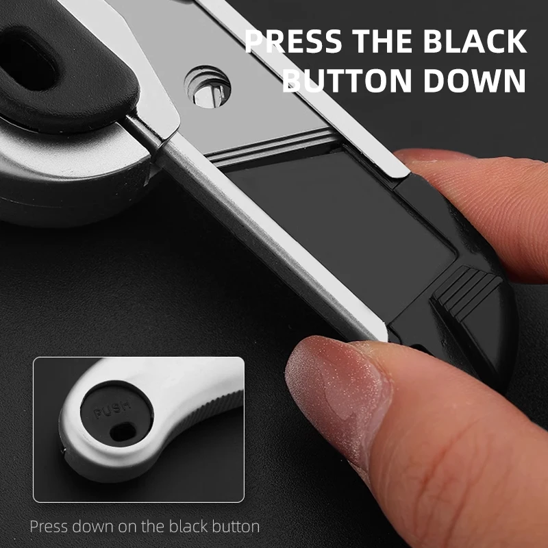 سكّين متعدّد الاستخدامات صندوق القاطع سكين الثقيلة قابل للسحب ، تصميم تخزين الشفرة 5 قطع شفرات مدمجة في سكين ورق الحائط الاحترافي #4