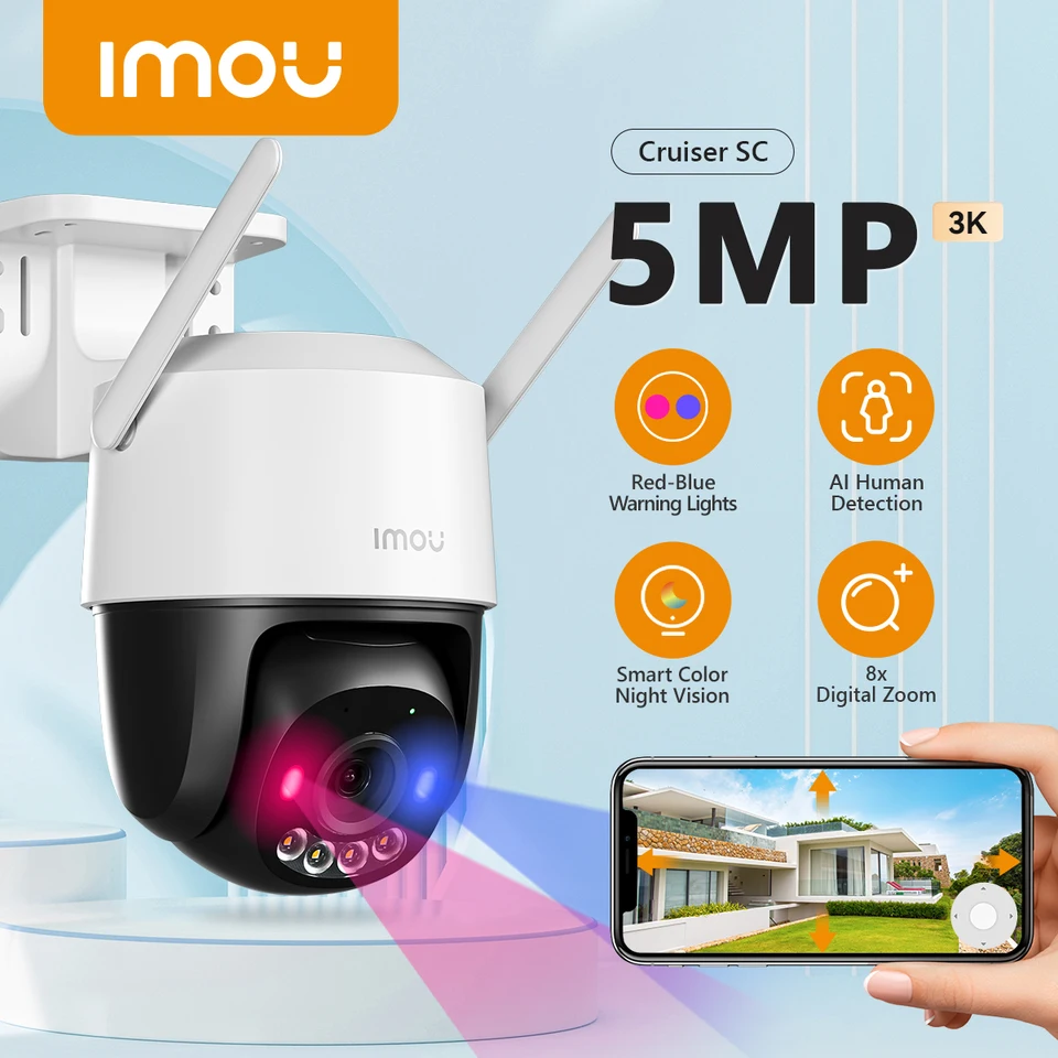 Imou-2mp屋外カメラ,wifi,赤と青の警告灯,自然検出,ip66,5mp