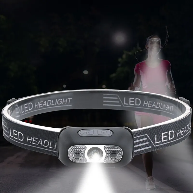 Fishing And Camping Head Lamp With Usb Charging Induction Type Portable Night Running Head Led Front Flashlight