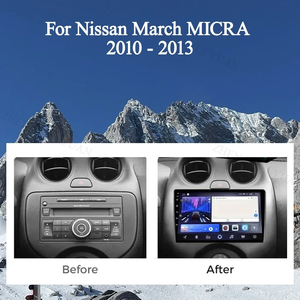 Android 16 For Nissan March MICRA 2010 2011 2012 2013 4G Car Radio Audio Video Multimedia Player GPS Navigation 12+256G Carplay