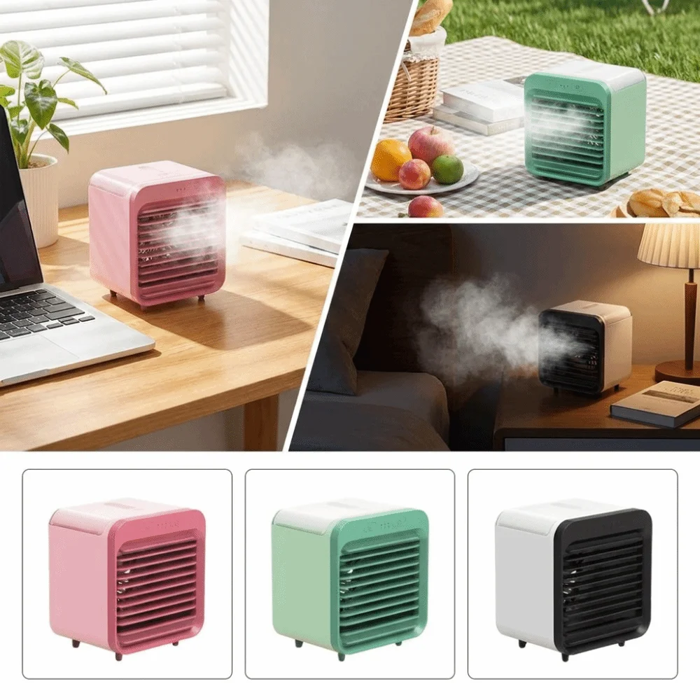 Three Speeds Portable Misting Fan Low Noise Wide Angle Airflow Cooling Fan Mist Spray USB Powered Desktop Fan Desktop Cooling