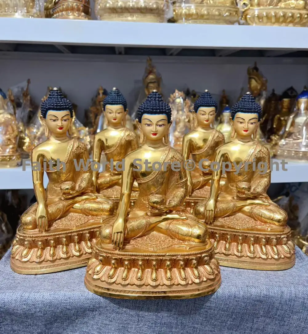 

Shakyamuni Amitayus gilding copper Buddha statue Buddhism Tibet Thailand Nepal family Protector Exorcism Bless safety healthy