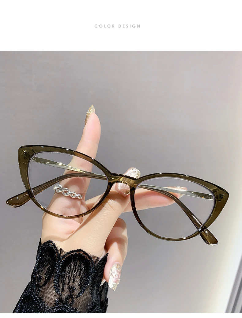 Lichtempfindliche, farbwechselnde Cat-Eye-Brille im Retro-Trend-Stil, nicht-Gesichtsverkleinernde, flache Lichtbrille, hochwertige Myopie-Brille 6105 – Detail 11