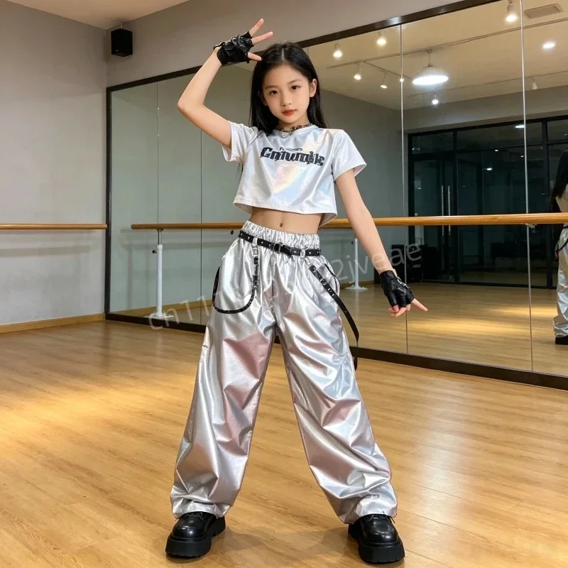 Sequin Hiphop Dance Costume Set Cropped Hoodie And Jogger Pants For Stage Performance Street Dance Outfit