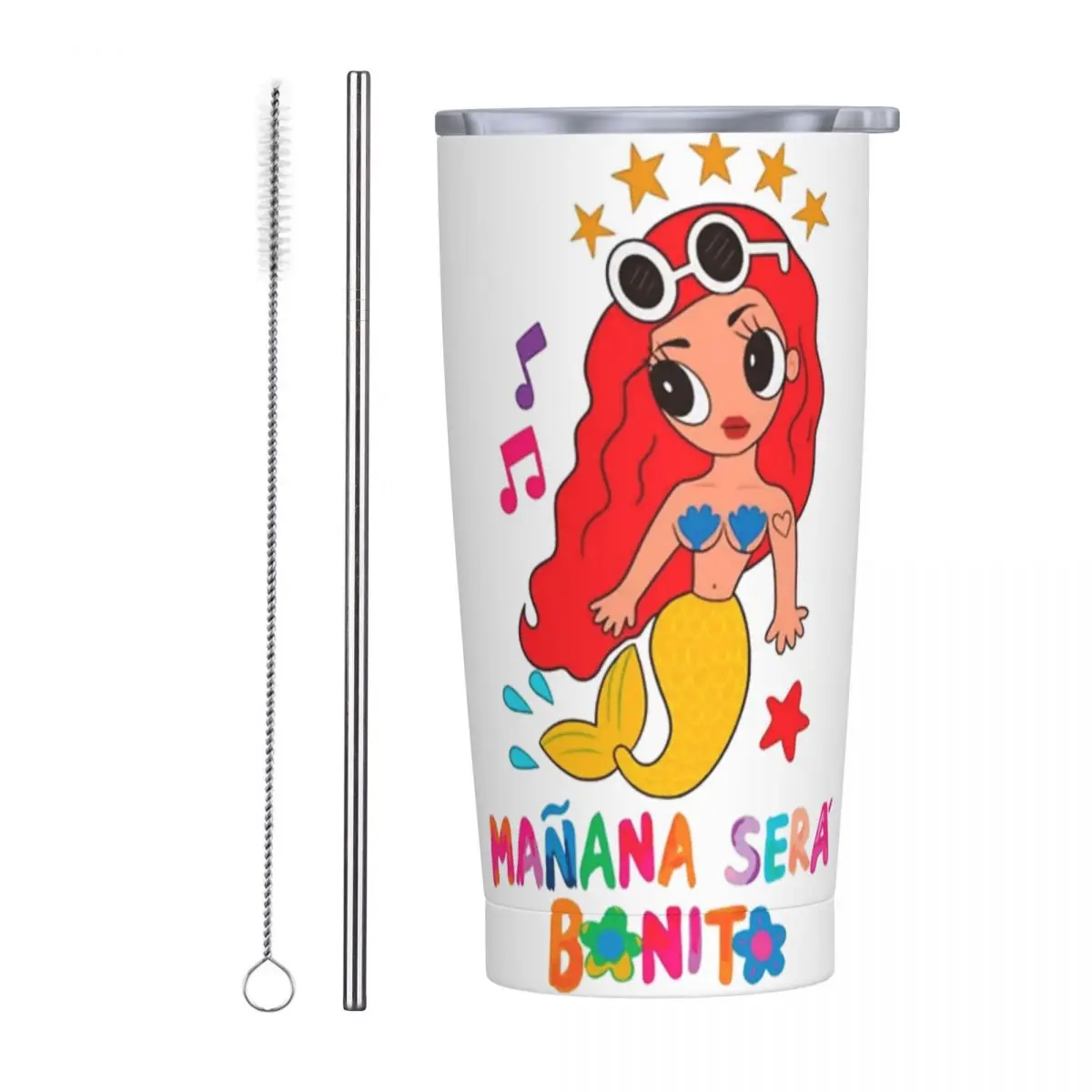 Stainless Steel Tumbler Karol G Car Mugs With Straws Manana Sera Bonito Mermaid Cold and Hot Water Bottle Large Thermal Cups