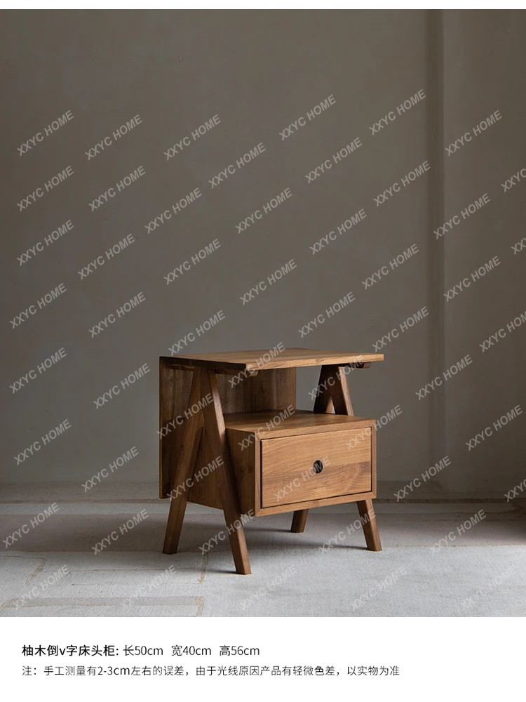 

HMJIndonesian teak retro wind bedside table solid wood medieval storage sofa side storage small cabinet