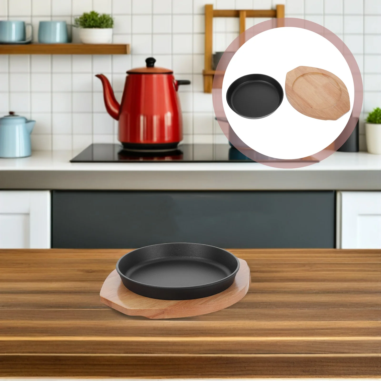 

Cast Iron Steak Plate Round Thickened Material for Even Heat Distribution Indoor Bbq Grill Pan for Family Use