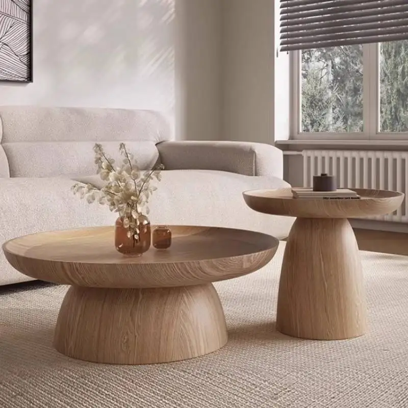 

Livingroom Luxury Coffee Tables Brown Decoration Wood Round Small Coffee Tables Center Modern Mesa De Centro Furniture Home