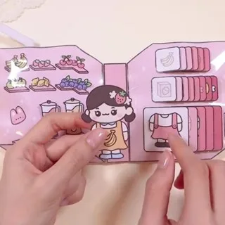 かわいい漫画のロールをプレイするおもちゃゲーム、飲み物店、手作りのDIY素材パッケージ、静かなブック