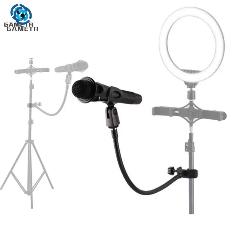 Iron Desk Mic Stand Universal Hose Shelves with Heavy Duty Desk Clamp Microphone Stand Mic Clip Holder Mic Arm Desk Mount