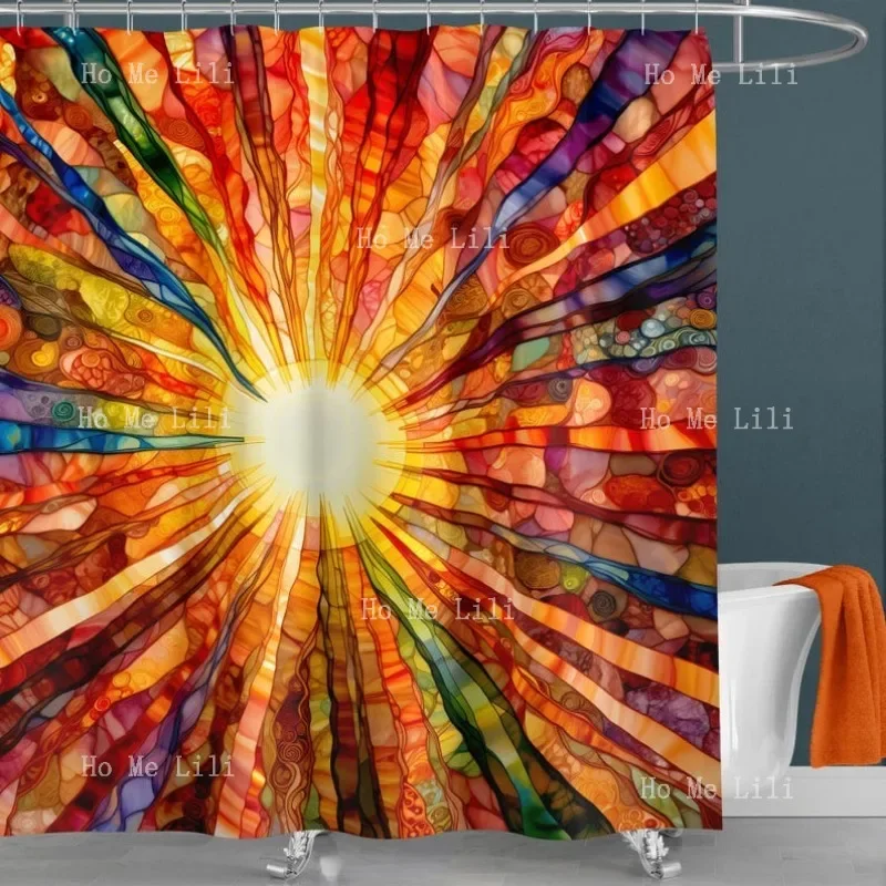 

Абстрактные солнцезащитные шторы для душа в пустыне, уникальные художественные, юго-западные, в стиле бохо, сияющие, разноцветные, с закатом, духовные, медитативные