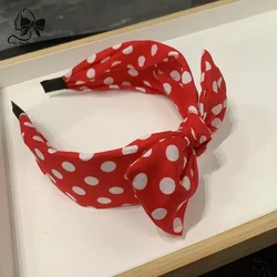 2023 New Women Red Cotton Polka Bow Headband Hairloop Girl's Vintage Bowknot Ear's  Dot headwear Hair Bands Hairband