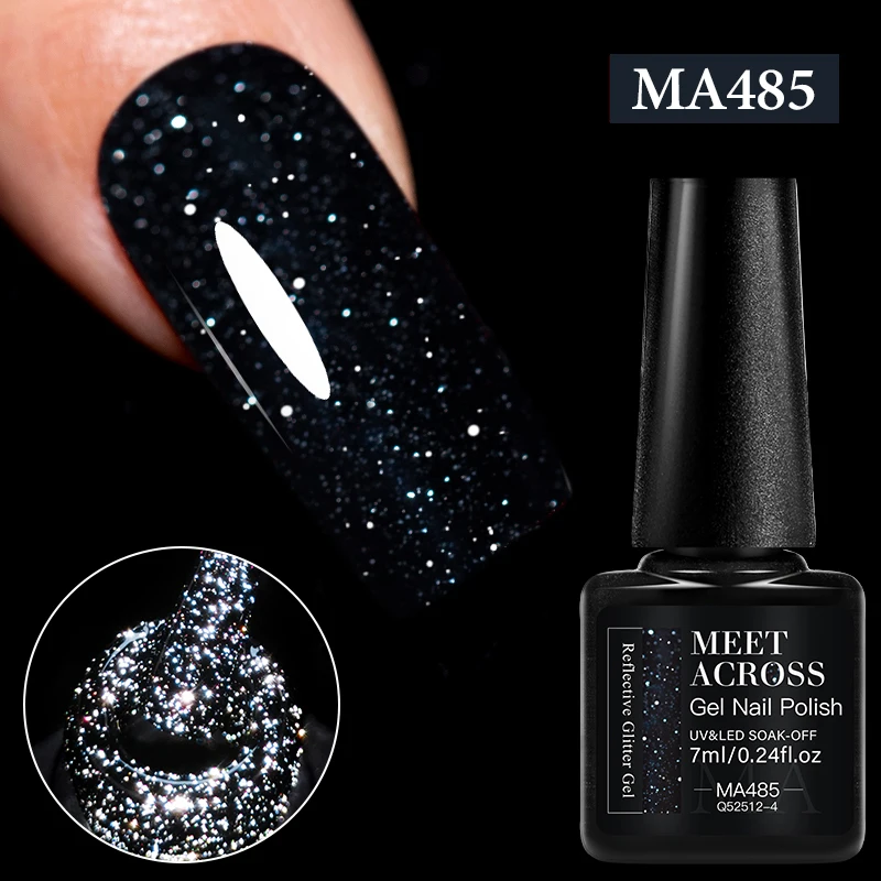 Black Red Reflective Glitter Gel Nail Polish Sparkling Broken Diamond Gel Semi Permanent Soak Off UV Gel Varnish Nail Supplies