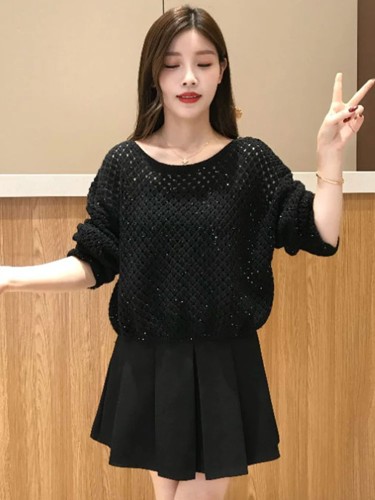 Faionable طويل Sve الجوف خارج محبوك سترة المرأة تنوعا أوائل الخريف جديد Sle الشارع Sle التخسيس الأعلى