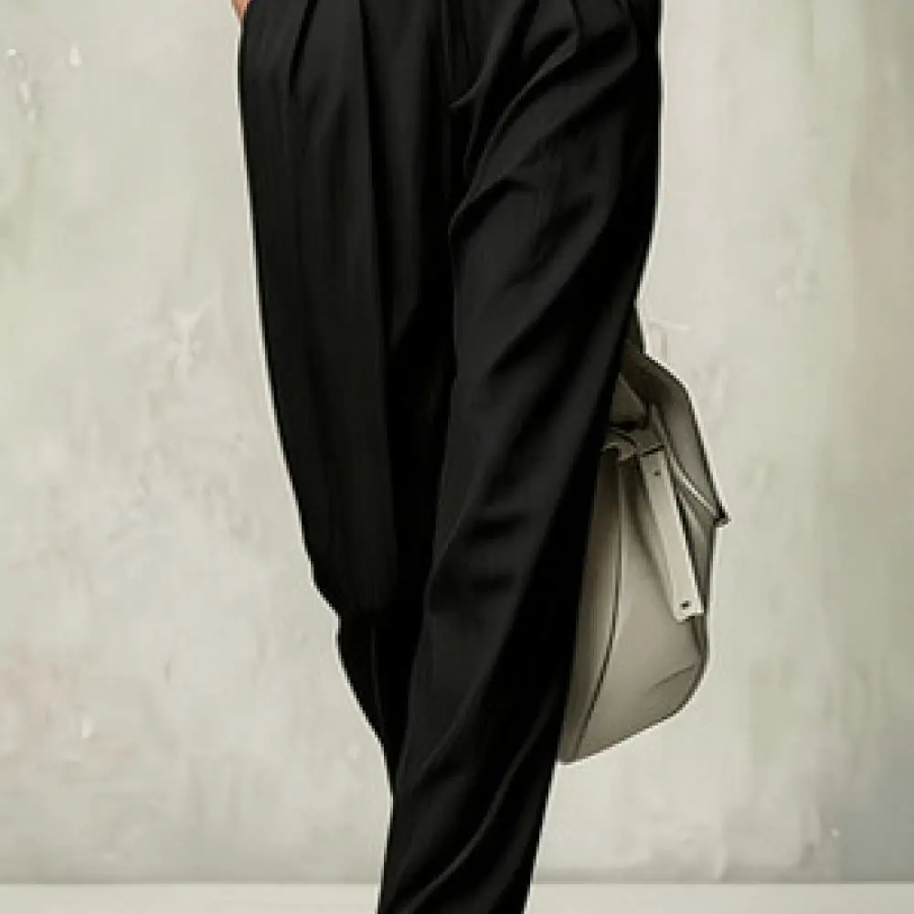 High Waist Tapered Pants Women Casual Pleated Trousers Loose Fit Drapey Suit Slacks Elegant Fashion Commuter Daily Wear
