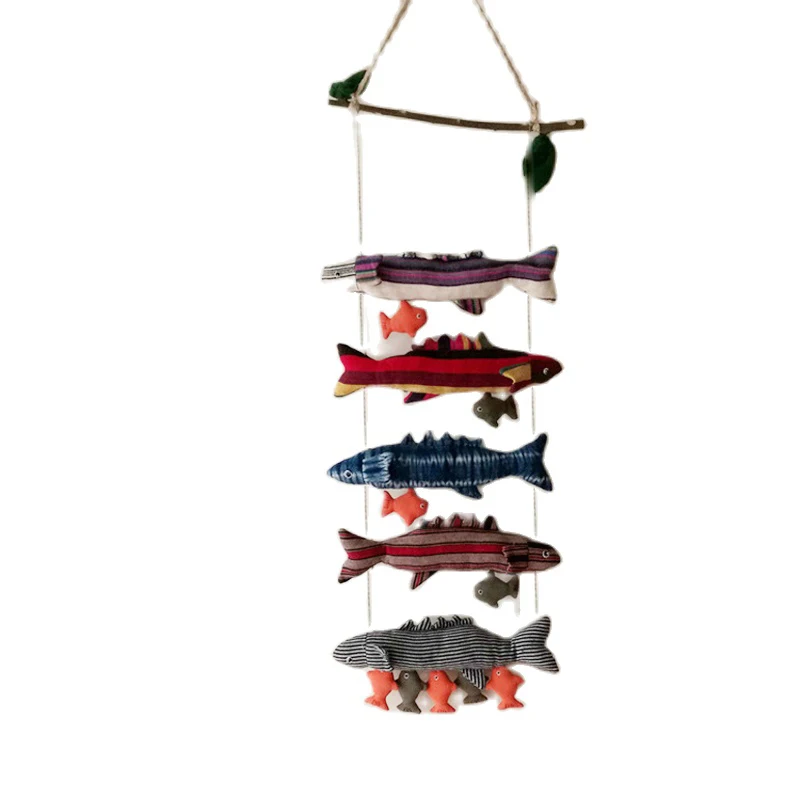 Scandinavian Hanging Decor Handmade Vintage Crafts Fish Decoration Nordic Retro Saury Home Stay Living Room Wall Art Ornament