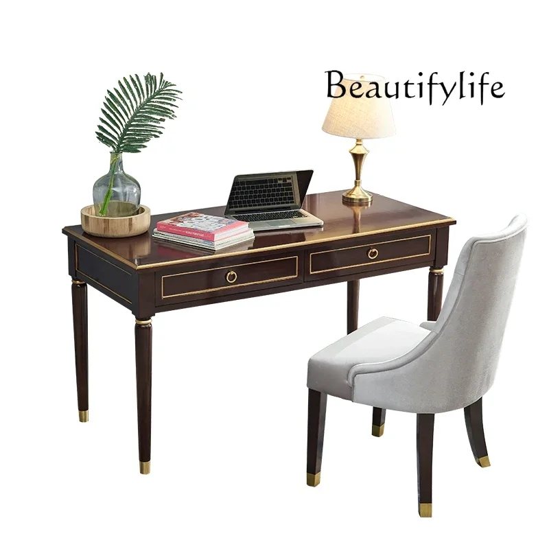 X35 Light Luxury American Solid Wood Desk Post-modern Simple Study Beech Classical Furniture Writing Desk
