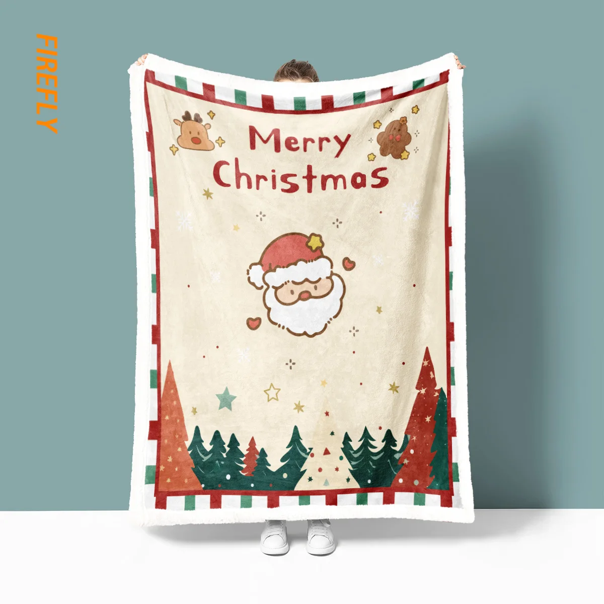 

1p Merry Christmas Print Imitation Lamb Fleece Blanket Thicken Multi Size Living Room Sofa Nap Leisure Blanket Machine Washable